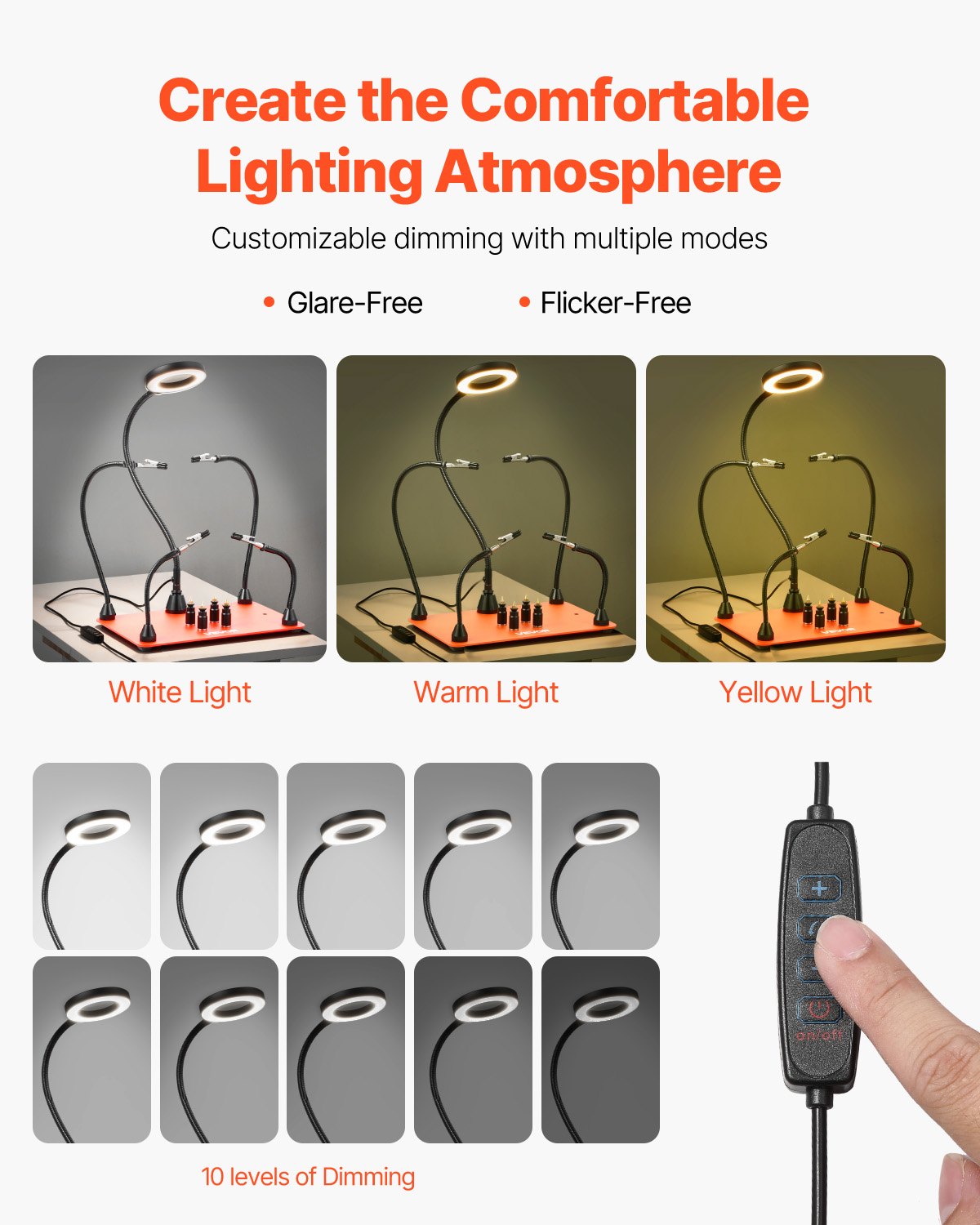 Magnetische Lötstation mit vier flexiblen Armen, 3-facher LED-Vergrößerungslampe, 4 Leiterplattenhaltern und robustem Sockel – ideal für Elektronikreparaturen, Basteln und DIY-Projekte.
