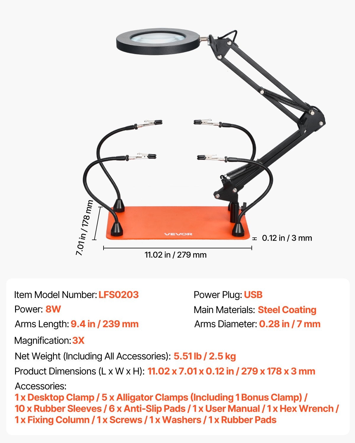 Magnetische Lötstation mit vier flexiblen Armen, 3-facher LED-Vergrößerungslampe und rutschfestem, robustem Standfuß – die ideale Löthilfe für Elektronikreparaturen, Bastelarbeiten und DIY-Projekte.