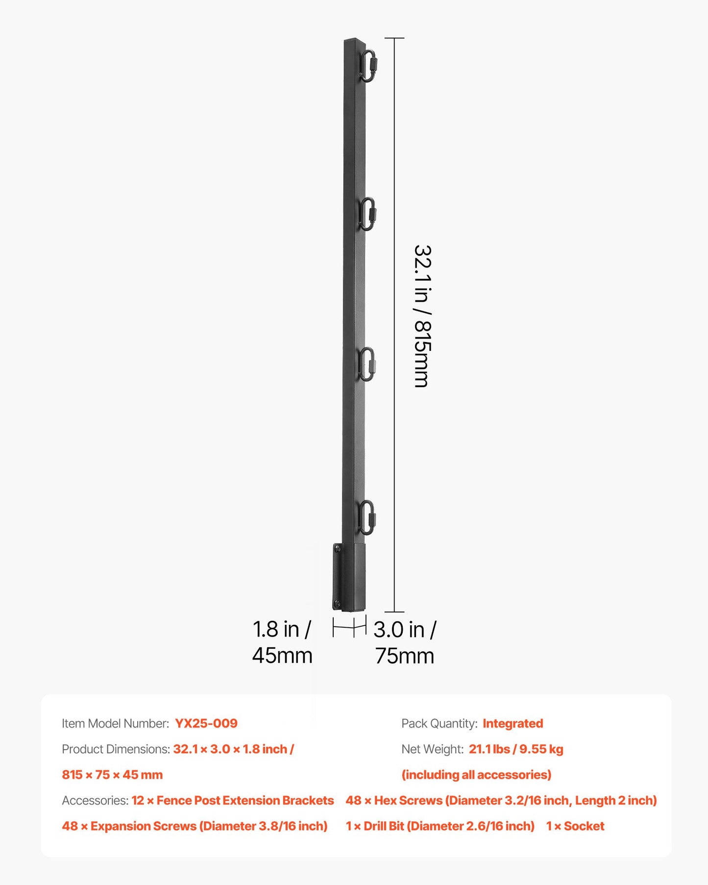 Fence Post Extender, 12 Packs 815 mm Barbed Wire Arm, Sturdy Steel Fence Height Extender, Flat or Surface Mounted Barbed Wire Extension Arms, Protect Privacy and Prevent Pets Jumping Off