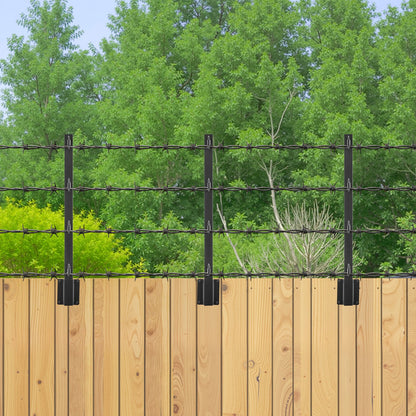 Fence Post Extender, 8 Packs 605 mm Barbed Wire Arm, Sturdy Steel Fence Height Extender, Flat or Surface Mounted Barbed Wire Extension Arms, Protect Privacy and Prevent Pets Jumping Off