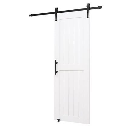 Sliding Barn Door, 762 x 2134mm, High-Strength MDF Panel, Barn Door with Hardware Kit, Water-Proof PVC Surface, Easy to Install, H-Frame, Smoothly and Quietly Sliding for Living Room, Bathroom