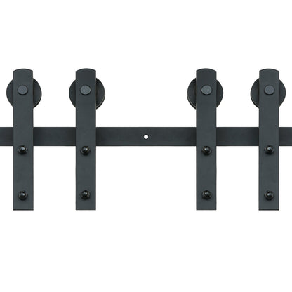 243,8 cm Schiebetürbeschlag-Set, 149,7 kg Schwerlast-Schiebetürschienen-Set für Doppeltüren, passend für 112-131 cm Gesamtbreite und 3,3-4,6 cm dicke 2 Türflügel, mit leichtgängiger und geräuschloser Rolle (I-Form)