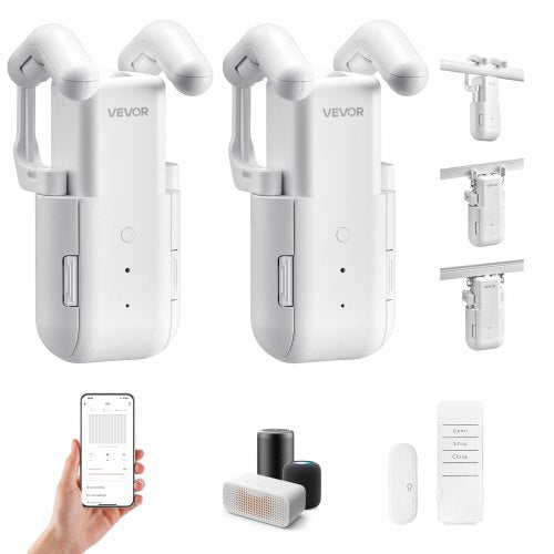 Automatic Curtain Opener, 2 Pack, APP and Remote Control, Hub Included, Electric Smart Curtain Opener Compatible with Alexa and Google Home, Timed Opening and Closing, for Roman Rods, U/I Rails