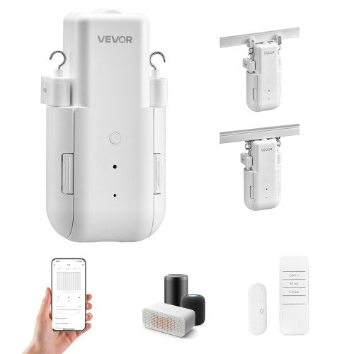 Automatic Curtain Opener, APP and Remote Control, Hub Included, Electric Smart Curtain Opener Compatible with Alexa and Google Home, Timed Opening and Closing, for U-shaped/I-shaped Rails