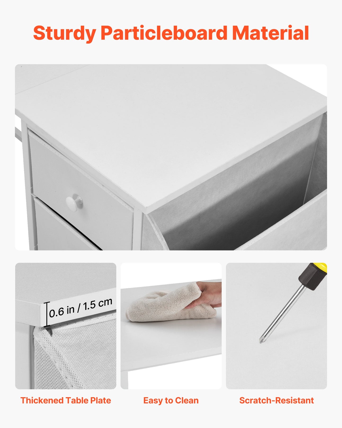 Computertisch mit Stoffschubladen, 120 cm, wendbarer Schreibtisch für modernes Homeoffice/Schlafzimmer, schlichter, moderner PC-Tisch mit Metallgestell, weiß