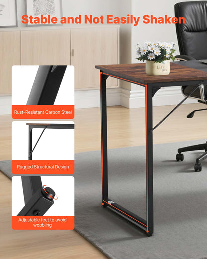 Computer Desk, 160 cm Office Gaming Desk for Home Office, Writing Study Work Modern Simple Table with Metal Frame for Large Legroom, Rustic Brown and Black