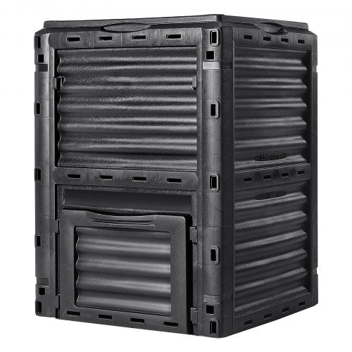 Gartenkompostbehälter 80 Gallonen, BPA-freier Komposter, großer Kompostbehälter für den Außenbereich mit Deckel und Bodenklappe, einfache Montage, leicht, schnelle Herstellung von fruchtbarem Boden