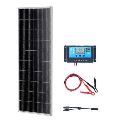 100-W-Monokristallin-Solarmodul-Set, 12-V-Monokristallin-Solarmodul + Laderegler, 23 % hocheffizientes monokristallines PV-Modul, IP68 wasserdicht für Wohnmobile, Boote, Camping und netzunabhängige Systeme