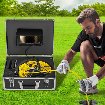 65.6FT Cable Pipe Inspection Camera Kit Water-Proof Endoscope W/ 8G SD Card