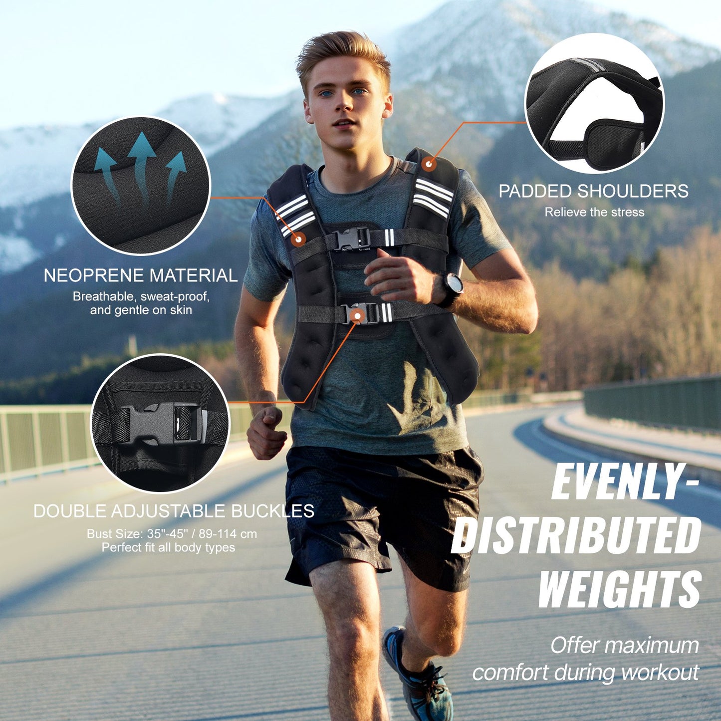 Gewichtsweste, 5,4 kg Gewichtsweste mit reflektierendem Streifen, verstellbare Schnalle, Körpergewichtsweste für Männer und Frauen, Trainingsgerät für Krafttraining, Laufen, Joggen, Fitness und Gewichtsabnahme