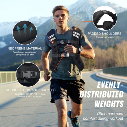 Gewichtsweste, 20 Pfund Gewichtsweste mit reflektierendem Streifen, verstellbare Schnalle, Körpergewichtsweste für Männer und Frauen, Trainingsgerät für Krafttraining, Laufen, Joggen, Fitness und Gewichtsabnahme