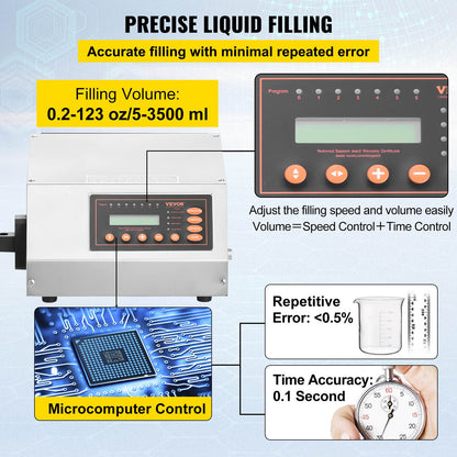 Liquid Filling Machine 2-3500ml GFK-160 LCD Display Digital Control Pump Liquid Filler Machine Automatic Liquid Filling Machine