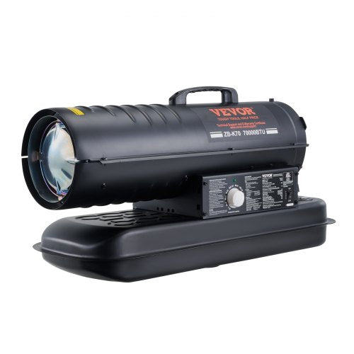 Petroleum-/Diesel-Heißluftheizung, 70.000 BTU, tragbar mit Thermostatsteuerung, 19-Liter-Tank, effiziente Petroleumheizung für den Innen- und Außenbereich, geeignet für Zuhause, Baustellen, Industrie und Werkstätten, Schwarz