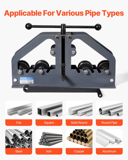 Rohrbiegemaschine, max. 1-1/2" (38 mm), manuelle Rohrbiegemaschine mit 6 Biegebacken, 360°-Biegewerkzeug für Kupfer- und Aluminiumrohre (Vierkant-, Rund- und Flachrohre), ideal für Klimaanlagen, Kfz-Reparaturen