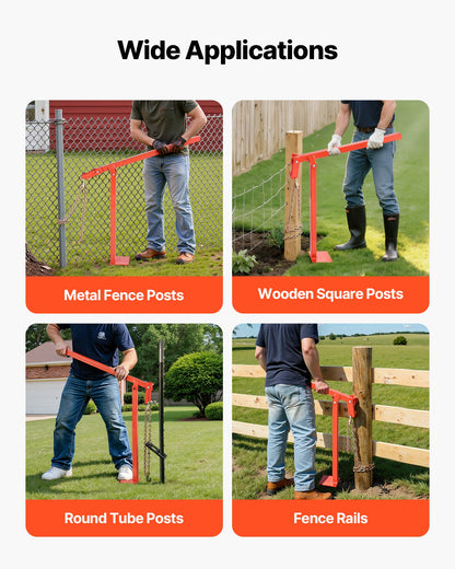 91.4 cm T Post Puller, Heavy Duty Fence Post Pullers with Puller Plate & 119 cm Lifting Chain, Labor-Saving T-Post Remover Tool for Round Fence Posts, Sign Posts & Tree Stumps