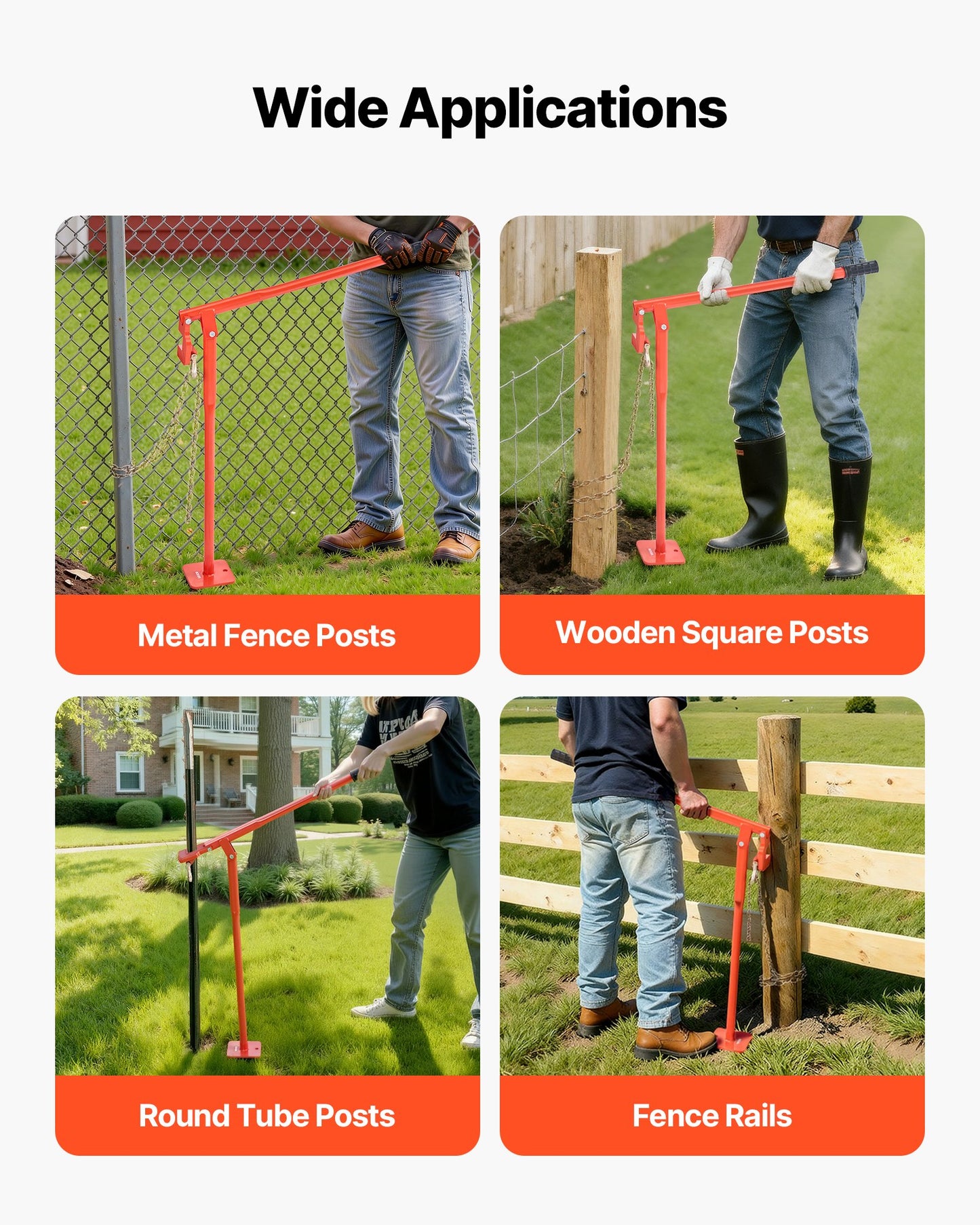 91.4 cm T Post Puller, Heavy Duty Steel Fence Post Puller, 300 kg Load Capacity, Labor-Saving T-Post Remover Tool for Round Fence Posts, Sign Posts & Tree Stumps, Lifting Chain Not Included