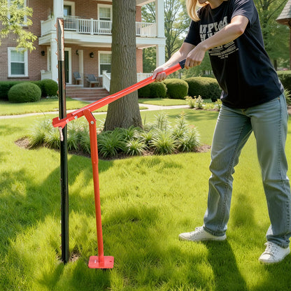 91.4 cm T Post Puller, Heavy Duty Steel Fence Post Puller, 300 kg Load Capacity, Labor-Saving T-Post Remover Tool for Round Fence Posts, Sign Posts & Tree Stumps, Lifting Chain Not Included