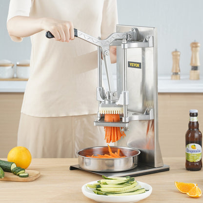 Professioneller Pommes-Frites-Schneider mit 4 Ersatzklingen, 0,64 cm und 0,95 cm Klinge, Würfelschneider, 6-teiliger Apfelkeilschneider und Apfelentkerner, Zitronen-Kartoffel-Schneider für Pommes Frites mit verlängertem Griff