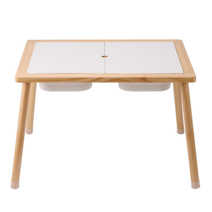 Sinnes- und Spieltisch für Kleinkinder, Aktivitätstisch mit 3 faltbaren Aufbewahrungsboxen und doppelseitiger Tafel, Sand- und Wassertisch für drinnen und draußen, Sinnes- und Spieltisch aus Holz zum Zeichnen, Lernen und Essen