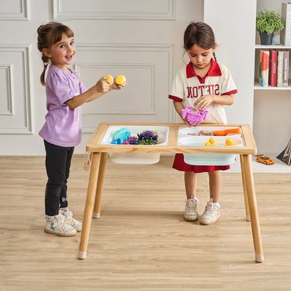 Sinnes- und Spieltisch für Kleinkinder, Aktivitätstisch mit 3 faltbaren Aufbewahrungsboxen und Papierrollenhalter, Sand- und Wassertisch für drinnen und draußen, sensorischer Maltisch aus Holz, Geschenk für Jungen und Mädchen