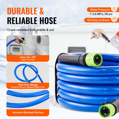 457.2 cm Heated Water Hose for RV -45℉ Antifreeze Heated Drinking Water Hose