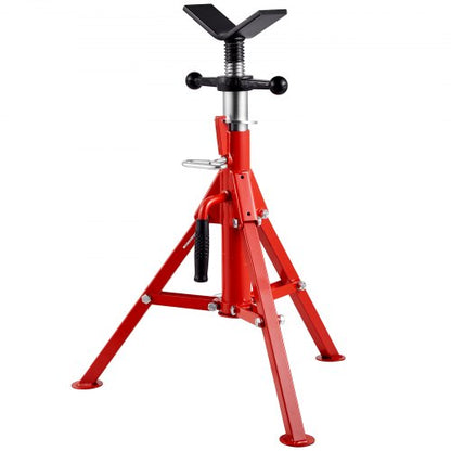 V Head Pipe Stand 1/8"-12" Capacity, Adjustable Height 610mm-1067mm, Pipe Jack Stands 1134kg Load Capacity, Portable Folding Pipe Stands, Carbon Steel Body for Enhanced Durability
