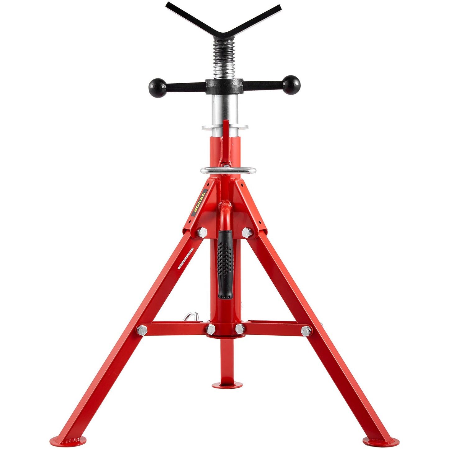 V Head Pipe Stand 1/8"-12" Capacity, Adjustable Height 610mm-1067mm, Pipe Jack Stands 1134kg Load Capacity, Portable Folding Pipe Stands, Carbon Steel Body for Enhanced Durability