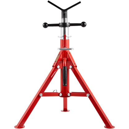 V Head Pipe Stand 1/8"-12" Capacity, Adjustable Height 610mm-1067mm, Pipe Jack Stands 1134kg Load Capacity, Portable Folding Pipe Stands, Carbon Steel Body for Enhanced Durability
