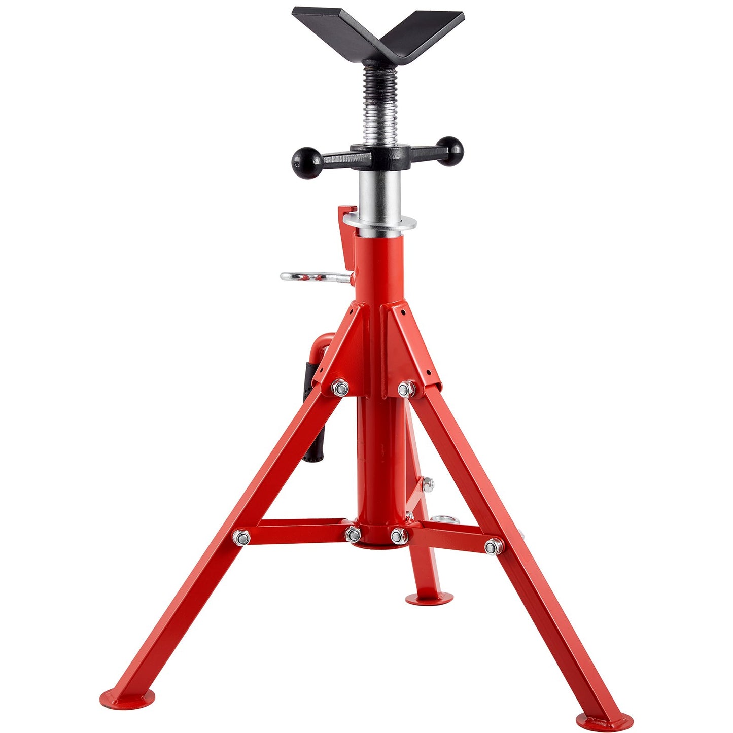 V Head Pipe Stand 1/8"-12" Capacity, Adjustable Height 610mm-1067mm, Pipe Jack Stands 1134kg Load Capacity, Portable Folding Pipe Stands, Carbon Steel Body for Enhanced Durability