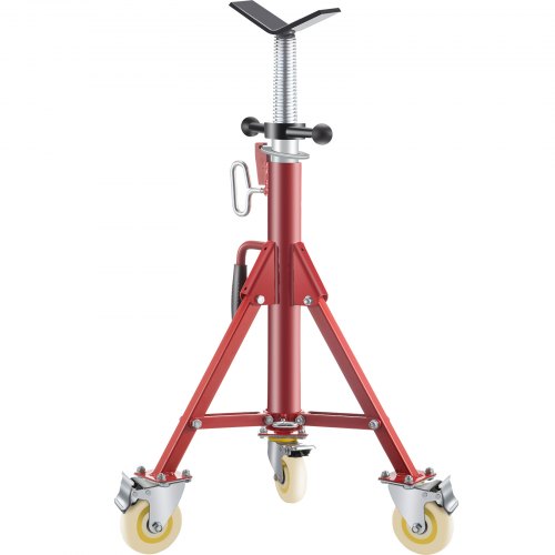 Pipe Stand, Pipe Jack Stand, V Head Pipe Stand Adjustable Height 71.12-132.08 cm, Pipe Jack Stands with Casters 400.1 kg, Folding Portable Pipe Stands 0.3175 to 30.48 cm Pipe Supporting, Steel Jack Stand
