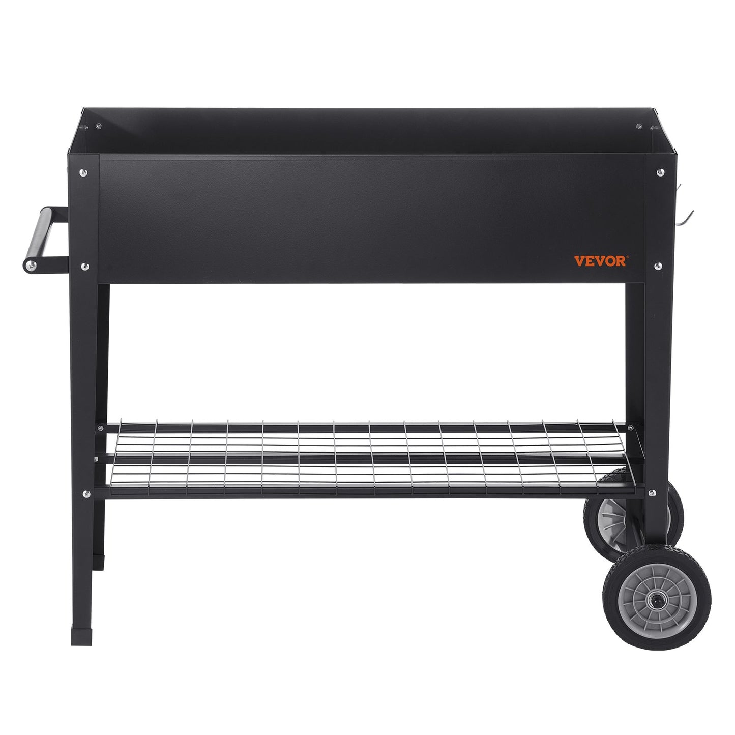 Hochbeet, 108 x 50 x 80 cm (42,5 x 19,5 x 31,5 Zoll), verzinkter Metall-Pflanzkasten, erhöhter Pflanzkasten mit Füßen, für den Anbau von Blumen, Gemüse und Kräutern im Garten, auf der Terrasse oder dem Balkon, schwarz