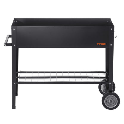 Hochbeet, 108 x 50 x 80 cm (42,5 x 19,5 x 31,5 Zoll), verzinkter Metall-Pflanzkasten, erhöhter Pflanzkasten mit Füßen, für den Anbau von Blumen, Gemüse und Kräutern im Garten, auf der Terrasse oder dem Balkon, schwarz