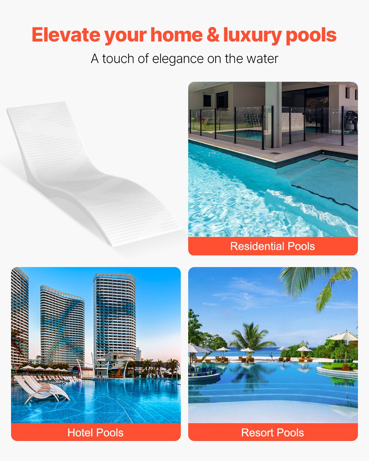 Pool-Liegestühle, 2er-Set, für Pools bis 12,5 cm Wassertiefe, fest im Pool verankert und schwimmend, geeignet für alle Poolarten, zum Sonnenbaden am Pool und auf der Sonnenterrasse