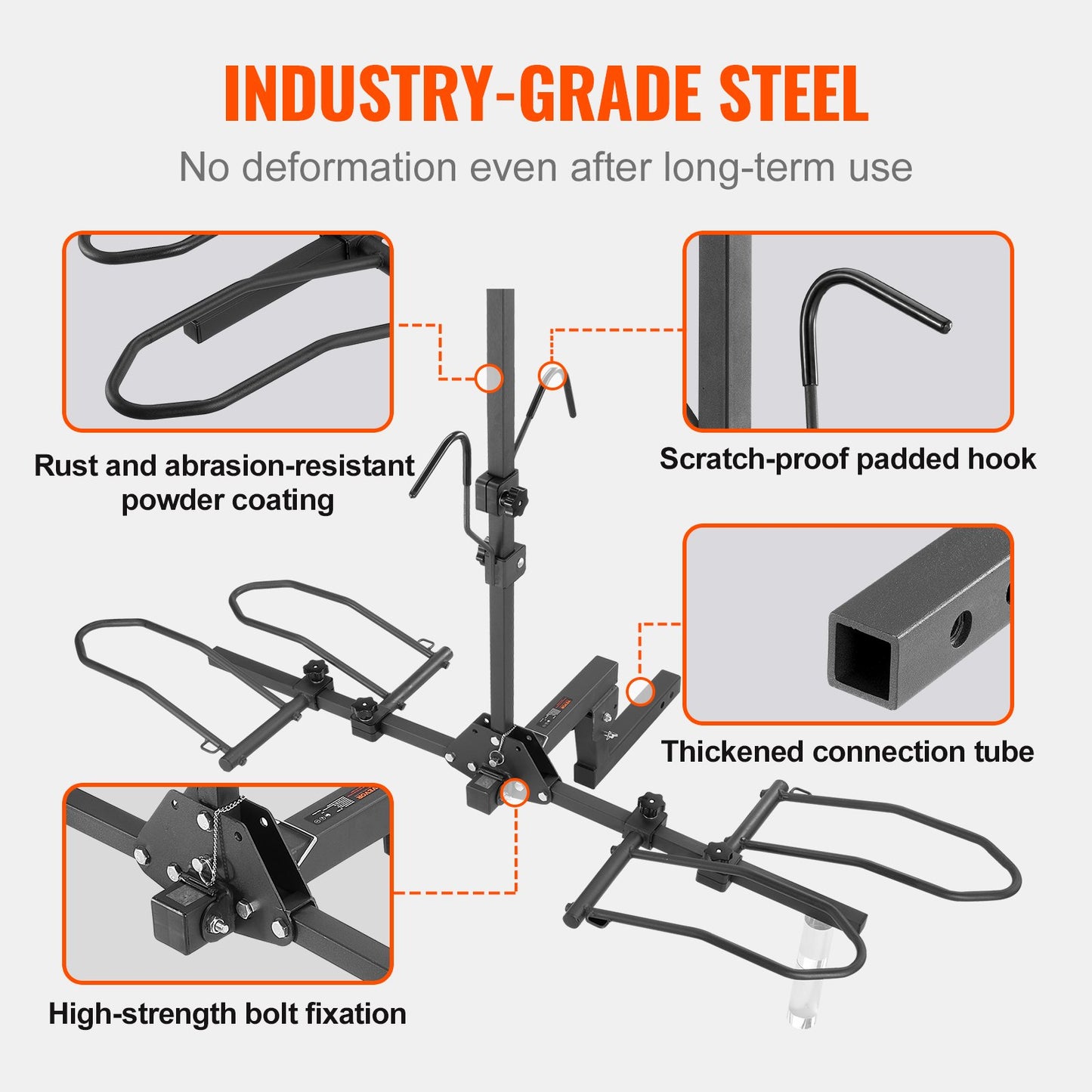 Hitch Mount Bike Rack, 2-Bike Platform Style, 160 LBS Max Capacity Bike Rack Hitch for 2-inch Receiver, Titling and Folding Bike Carrier with Tires up to 5" Wide, for Car, SUV, Truck, RV