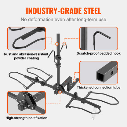 Hitch Mount Bike Rack, 2-Bike Platform Style, 160 LBS Max Capacity Bike Rack Hitch for 2-inch Receiver, Titling and Folding Bike Carrier with Tires up to 5" Wide, for Car, SUV, Truck, RV