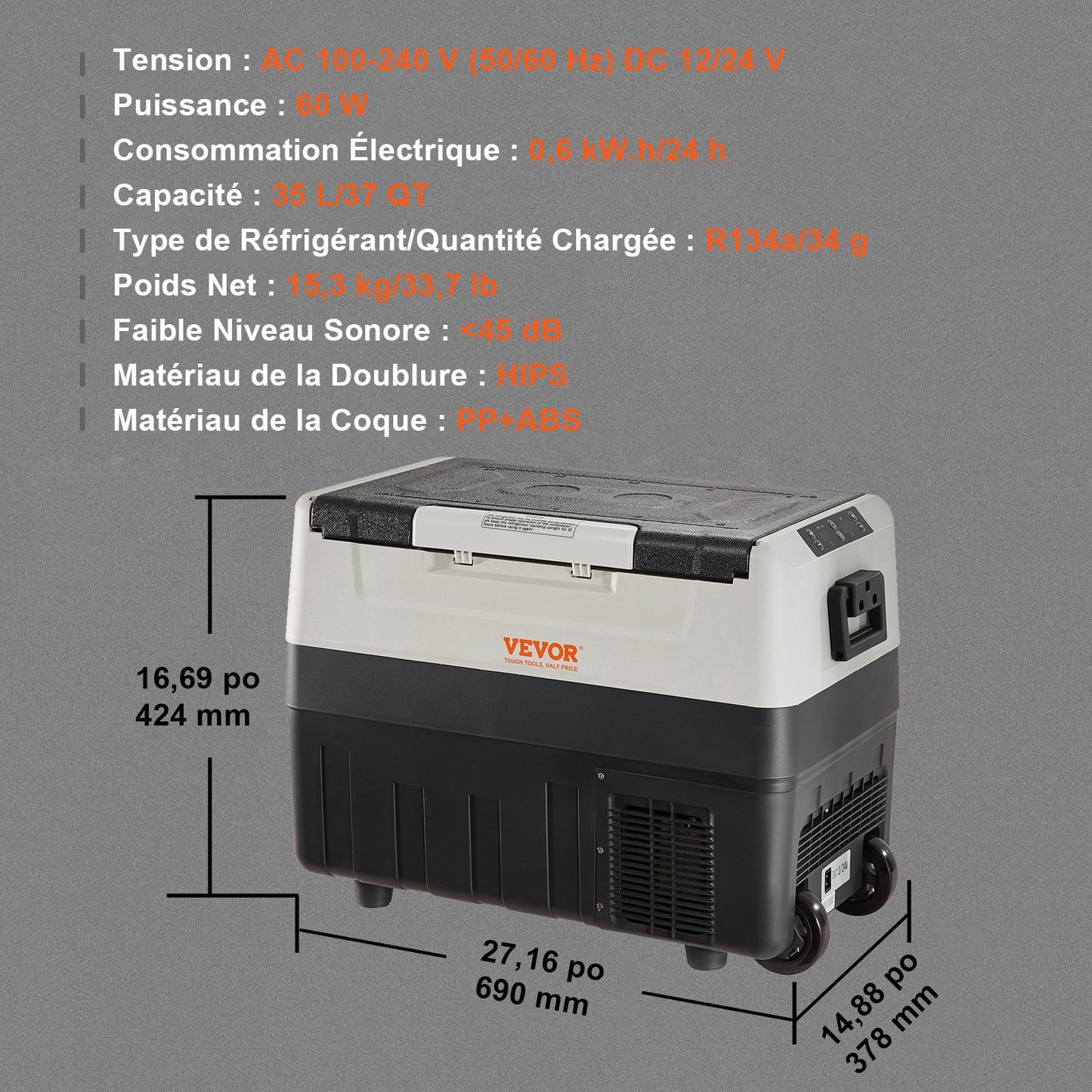 Tragbarer Autokühlschrank mit Gefrierfach, Kompressor, 35 Liter, zwei Temperaturzonen für Auto und Zuhause