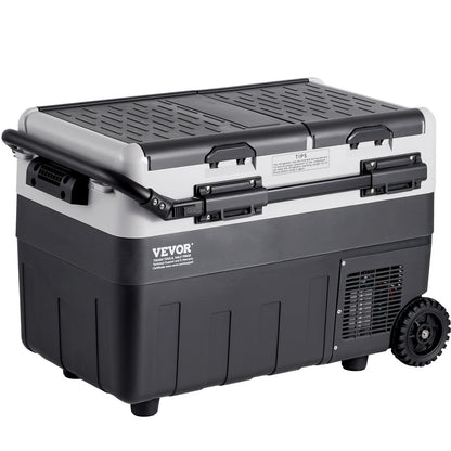 Tragbarer Autokühlschrank, 12-Volt-Kühlschrank, 50 l / 52,8 qt, tragbarer Gefrierschrank mit zwei Temperaturzonen, einstellbare Temperatur von -20 °C bis 20 °C, Kompressorkühler für Zuhause, Outdoor, Camping, Wohnmobil und Auto