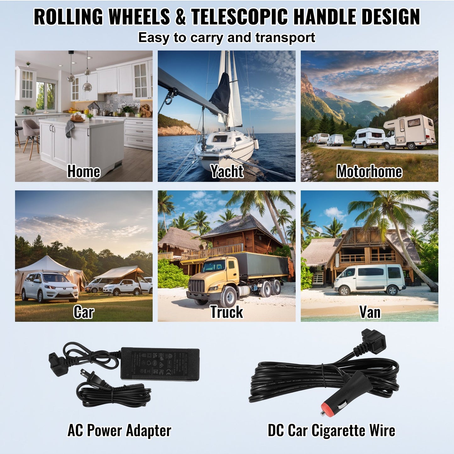 Tragbarer Autokühlschrank, 12-Volt-Kühlschrank, 58 l / 61,5 qt, Zweizonen-Gefrierfach, einstellbare Temperatur von -20 °C bis 20 °C, Kompressorkühler für Zuhause, Outdoor, Camping, Wohnmobil und Auto