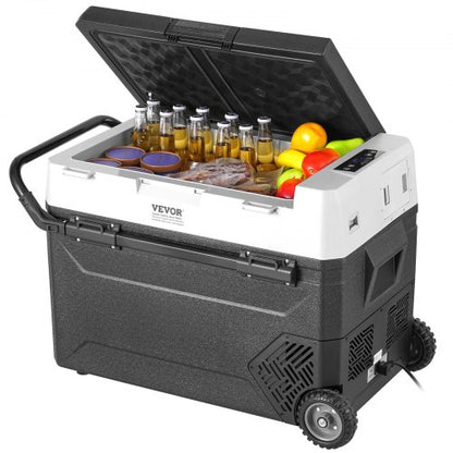 Tragbarer Autokühlschrank, 12-Volt-Kühlschrank, 60 l / 63,4 qt, tragbares Gefrierfach mit einer Temperaturzone, einstellbare Temperatur von -20 °C bis 20 °C, Kompressorkühler für Zuhause, Outdoor, Camping, Wohnmobil und Auto