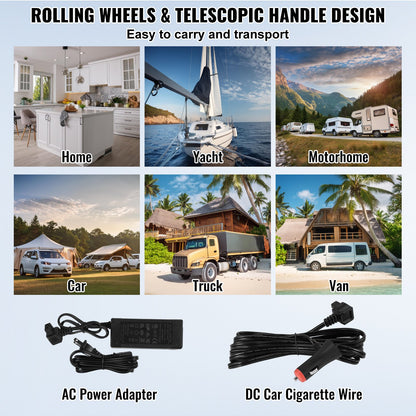 Tragbarer Autokühlschrank, 12-Volt-Kühlschrank, 60 l / 63,4 qt, tragbares Gefrierfach mit einer Temperaturzone, einstellbare Temperatur von -20 °C bis 20 °C, Kompressorkühler für Zuhause, Outdoor, Camping, Wohnmobil und Auto