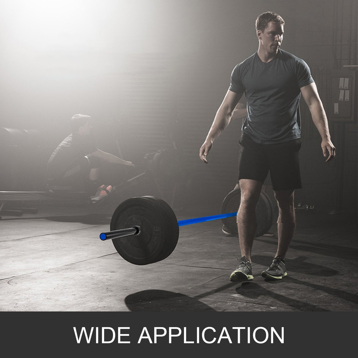 2 m lange blaue 15 kg Hantelstange für Gewichtheben, Fitnessübungen, Bankdrücken, Kniebeugen, mit Schnallen und Klemmen