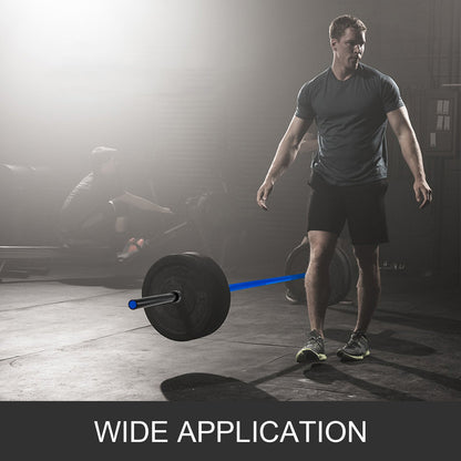 2 m lange blaue 15 kg Hantelstange für Gewichtheben, Fitnessübungen, Bankdrücken, Kniebeugen, mit Schnallen und Klemmen