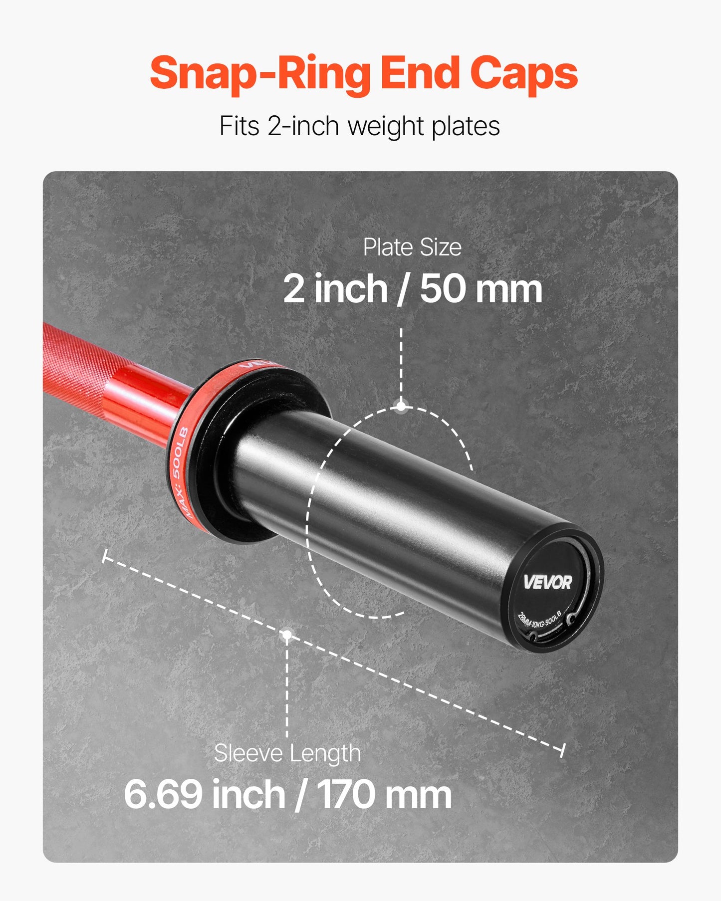 120cm Barbell Bar, Fit 2-Inch Weight Plates, Barbell Bar with Knurled Grip for Strength Training, Weightlifting, Squat, Deadlift, Bench Press, Curl, Overhead Press, 550lbs/226kg Capacity