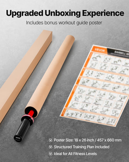 120cm Barbell Bar, Fit 2-Inch Weight Plates, Barbell Bar with Knurled Grip for Strength Training, Weightlifting, Squat, Deadlift, Bench Press, Curl, Overhead Press, 550lbs/226kg Capacity