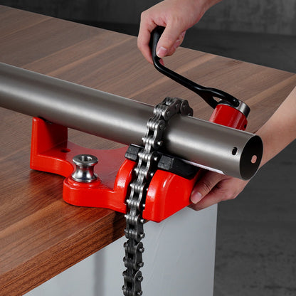 Heavy-Duty Pipe Chain Vise, 1/4" - 6" Pipe Capacity, 28" Rugged Chain & Cast Iron Base, Industrial-Grade Pipe Clamping for Plumbing, Automotive Repairs, Metalworking