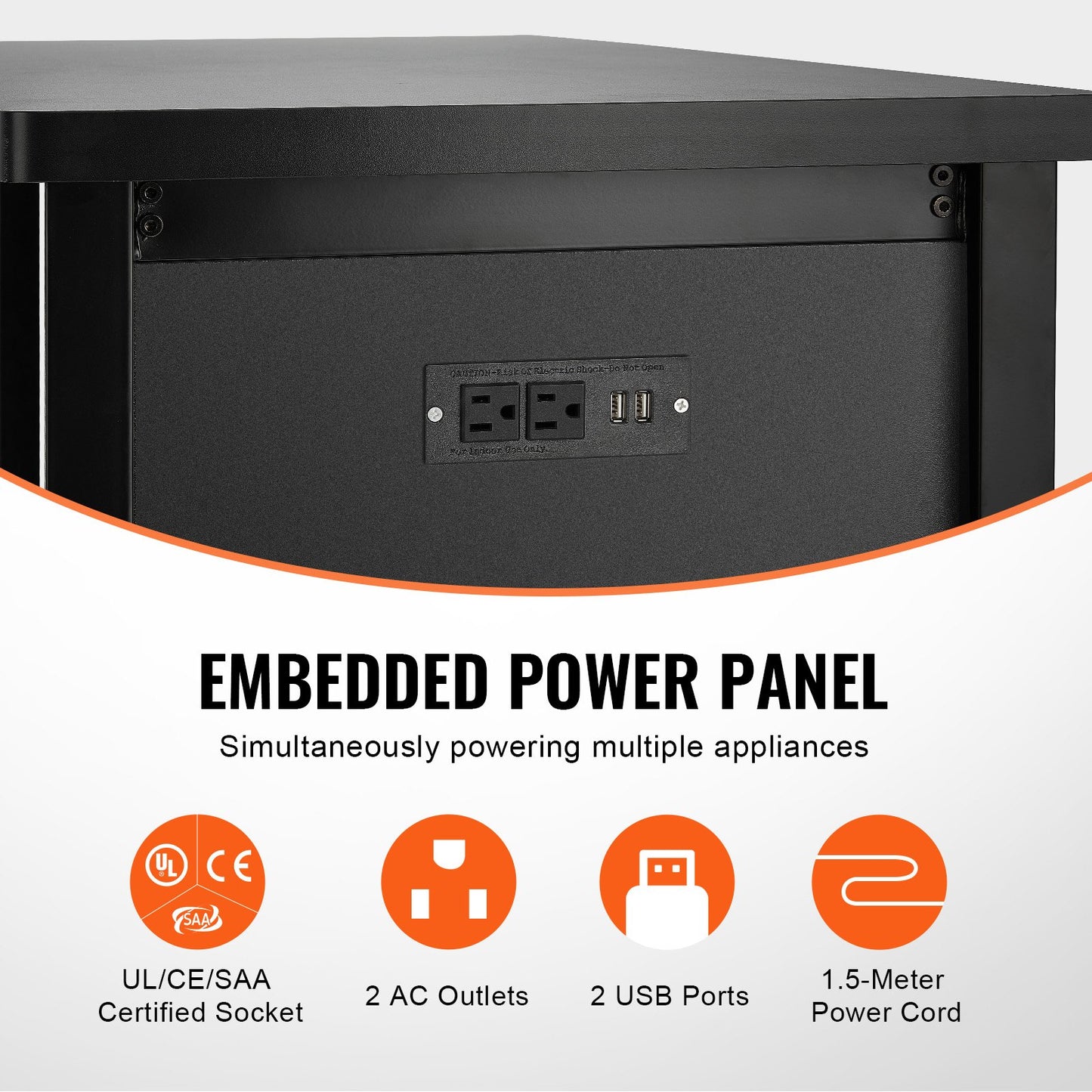 Aquarium Stand, 75 Gallon Fish Tank Stand, 52 x 19.7 x 32.3 in Steel and MDF Turtle Tank Stand, 626 lbs Load Capacity, Reptile Tank Stand with Storage Cabinet and Embedded Power Panel, Black