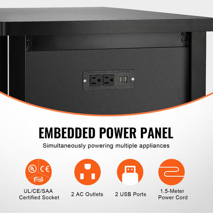 Aquarium Stand, 75 Gallon Fish Tank Stand, 52 x 19.7 x 32.3 in Steel and MDF Turtle Tank Stand, 626 lbs Load Capacity, Reptile Tank Stand with Storage Cabinet and Embedded Power Panel, Black