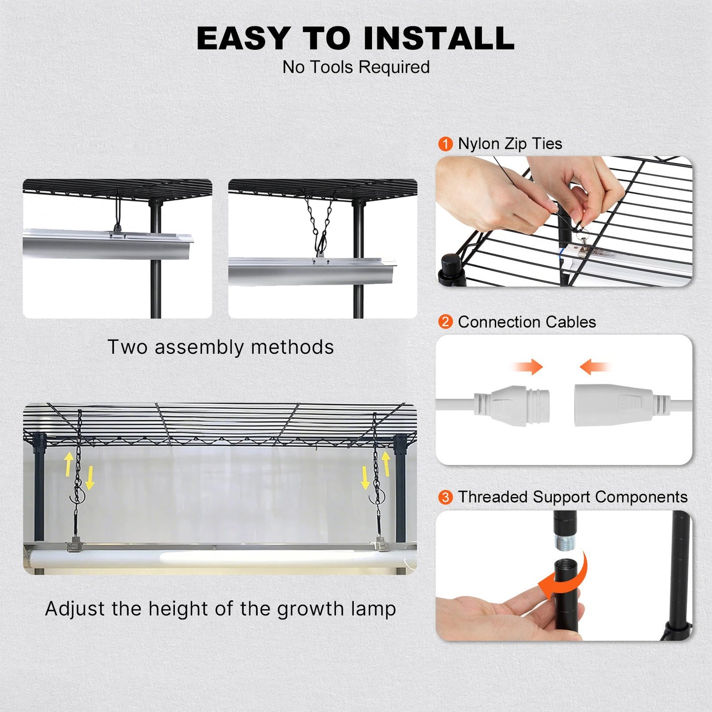 Plant Stand with Grow Light, 6 Tiers, 200W Indoor Grow Light Shelf Full Spectrum Lights Metal Plant Shelf with Timer Garden Plant Grow Rack for Seed Starting 35.4" L x 13.8" W x 59.1" H