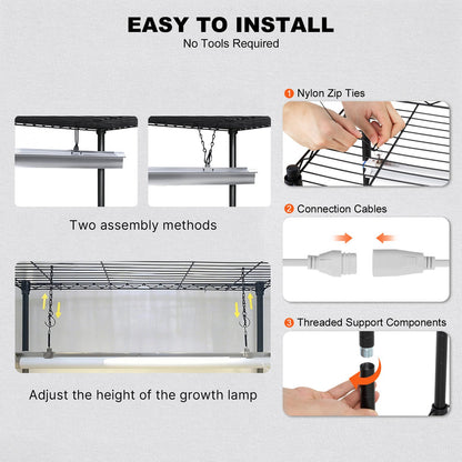 Plant Stand with Grow Light, 6 Tiers, 200W Indoor Grow Light Shelf Full Spectrum Lights Metal Plant Shelf with Timer Garden Plant Grow Rack for Seed Starting 35.4" L x 13.8" W x 59.1" H