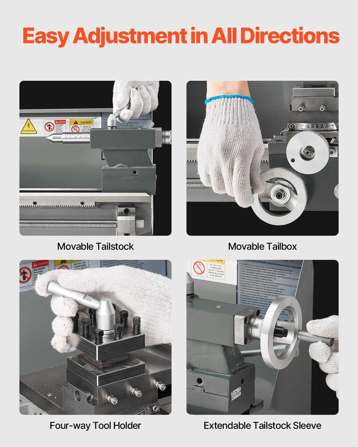Metalldrehmaschine, 203 x 406 mm (8 x 16 Zoll), 550 W, Tischdrehmaschine, Drehzahlregelung 0–2500 U/min, Spindelgenauigkeit 0,0076 mm (0,0003 Zoll), Metallgetriebe, für die Bearbeitung von Präzisionsteilen, Zoll-/Metrisches Gewinde, Weichmetalle, Holz